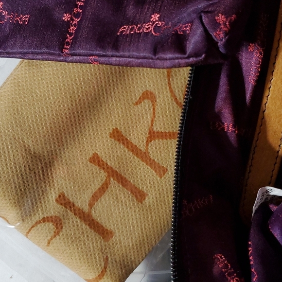 Anuschka Grey handpainted rose animal print safari hobo shoulder bag nwot - Picture 12 of 16